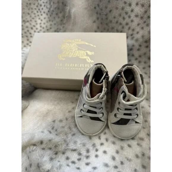 Burberry Scarpa Tennis Sneakers - Toddler Size 19 Light Trench Plaid Canvas - Picture 4 of 10